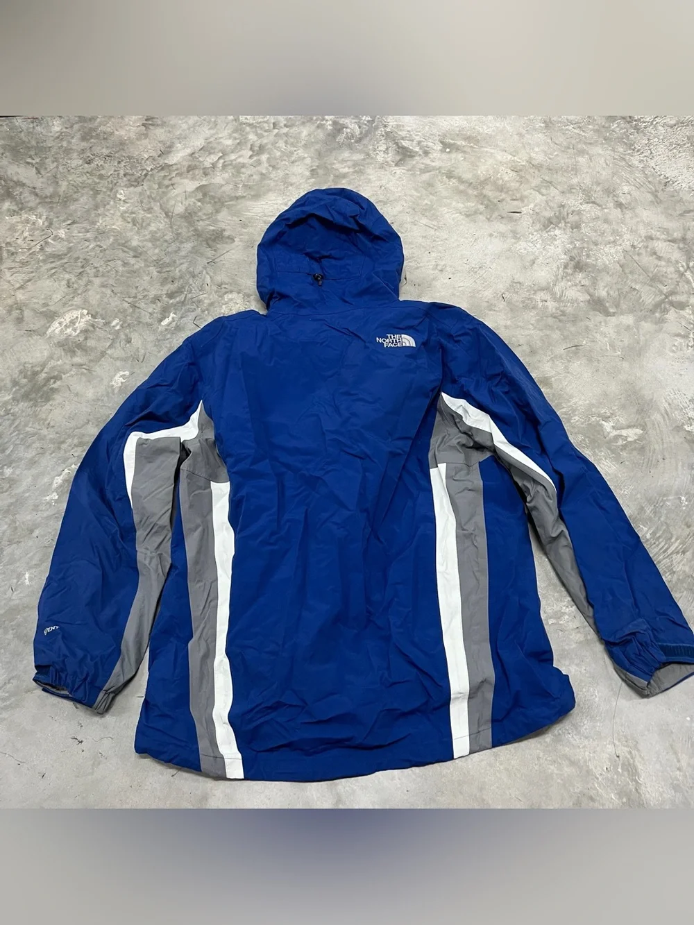 The North Face Hyvent Windbreaker Jacket Hooded Coat Mens Size L Blue Grey